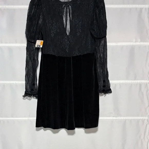 Free People midnight hour Black Velvet with Lace mini dress NWT - Picture 3 of 10